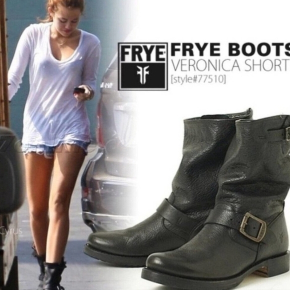 FRYE Veronica Short Leather Moto Biker Boots Black 18943 Womens Size 6.5 - Picture 9 of 9